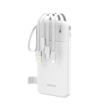 DUDAO K11 10000mAh Powerbank s ugrađenim kabelima - bijela