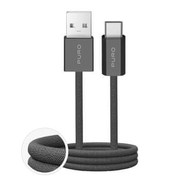 Puro Fabrik 2.0 10W pleteni USB-A - USB-C kabel 1,5 m - tamnozeleni
