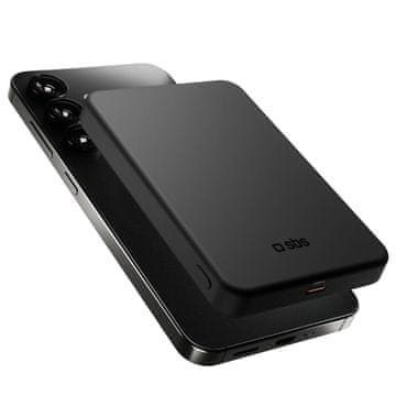 SBS Mag Power Qi2 5000 mAh MagSafe USB-C PD 20W bežična prijenosna baterija - crna