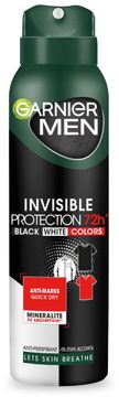 Garnier Men dezodorans sprej Nevidljiva zaštita 72 sata - crna, bijela, boje 150 ml