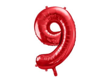 PartyDeco Folija balon broj 9, crveni, 86 cm