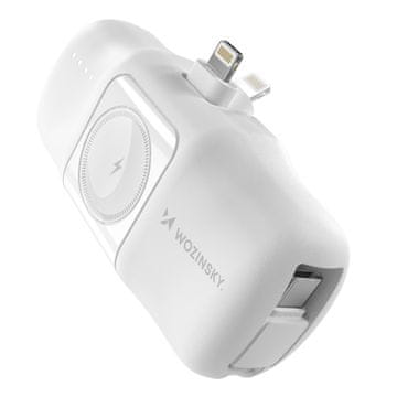 WOZINSKY Mini power bank 5000mAh 15W s Lightning punjačem za iPhone i Apple Watch - bijela