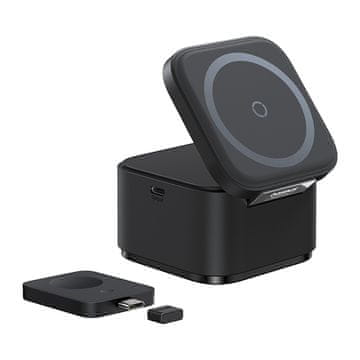 BASEUS 3-u-1 MagSafe 25W punjač za pametne satove - crni