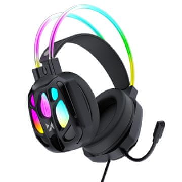WOZINSKY Wozinsky WSG-1118 Žičane gaming slušalice s mikrofonom i RGB pozadinskim osvjetljenjem - crna
