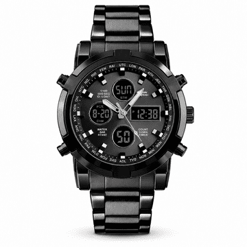 VIVVA® Muški čelični sat s analognim i digitalnim prikazom, vodootporan, kvarcni mehanizam | WATCHROX