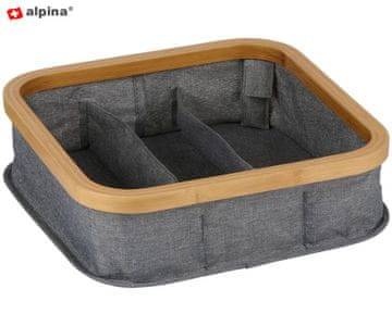 Alpina košara za pohranu, 30x30x9cm, 3 odjeljka, sklopiva, siva
