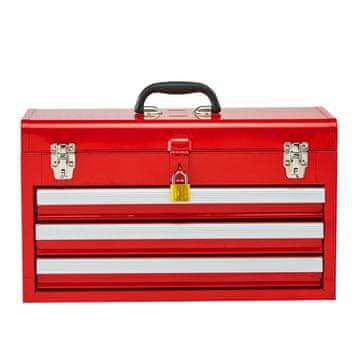 VEVOR Kutija za alat 3 ladice prijenosna 52x21.8x30.4 cm crvena