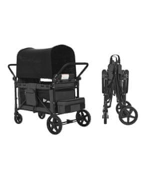 VEVOR Kolica za bebe 4 sjedala sklopiva guralica 165x72.5x125 cm tamnosiva