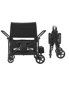 VEVOR Kolica za bebe 4 sjedala sklopiva gurni povuci 165x72.5x125 cm crna