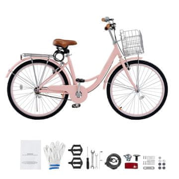 VEVOR Bicikl Cruiser 1 brzina 1650x590x1085 mm Roza