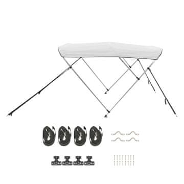 VEVOR Bimini krov za čamac s 3 luka 183x185-198x117 cm svijetlo siva