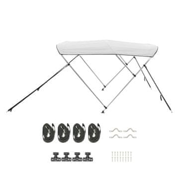 VEVOR Bimini nadstrešnica za čamac 3 luka 183x216-228x117 cm svijetlo siva