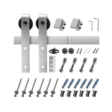 VEVOR Set kliznih vrata za štalu 2440x40x6 mm srebrni