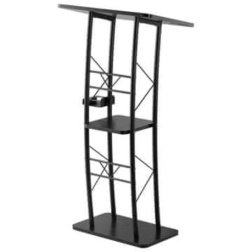 VEVOR Podij za govornicu zakrivljeni metalni stalak 59.5x40x118 cm crni