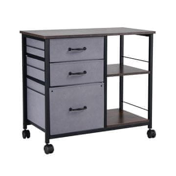 VEVOR Ormarić za datoteke 3 ladice 2 otvorene police 75x40x68 cm smeđa