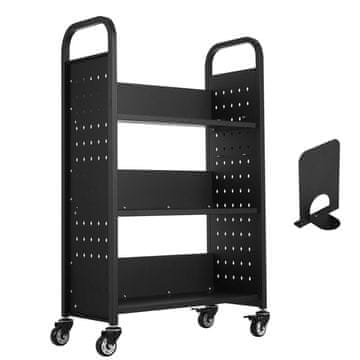 VEVOR Kolica za knjige 77x38x122 cm Crna