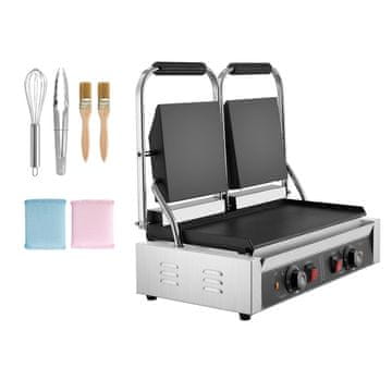 VEVOR Električni dvostruki toster za sendviče Panini Grill 48x23 cm, nehrđajući čelik