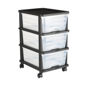 VEVOR Kolica za pohranu s 3 ladice, 33.5x44x61.5 cm, prozirno