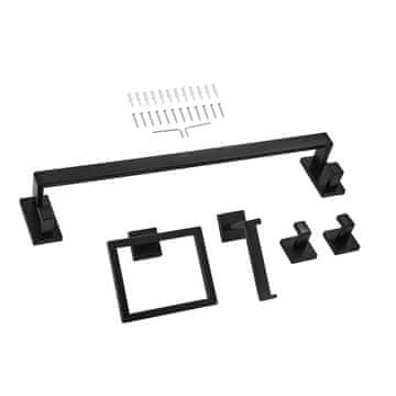 VEVOR Set kupaonske opreme 5 komada 59.5x10x8 cm crni