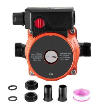 VEVOR Pumpa za recirkulaciju tople vode 38 LPM, 3 brzine, 100W, narančasta