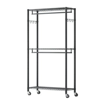 VEVOR Vješalica za odjeću 3 podesive razine 90x40x199.9 cm Crna