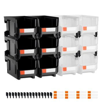 VEVOR Spremnici za pohranu 37.7x21.5x18 cm Crni prozirni, složivi