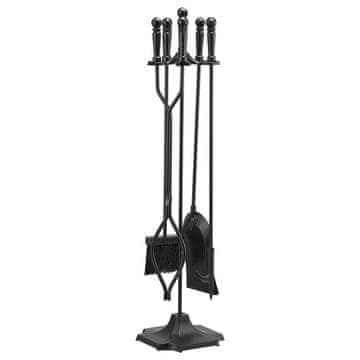 VEVOR Set alata za kamin 5 dijelova s postoljem 81x18x18 cm Crni