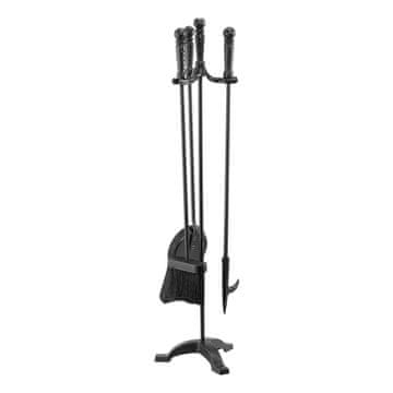 VEVOR Set alata za kamin 4 dijela s postoljem 75x17.5x19.5 cm Crni
