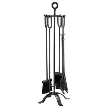 VEVOR Set alata za kamin 5 komada s postoljem 23x23x84 cm Crni