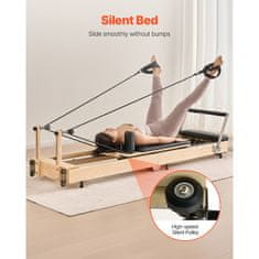 VEVOR Pilates reformer sklopivi s kutijom za sjedenje 2380x680x570 mm drveni