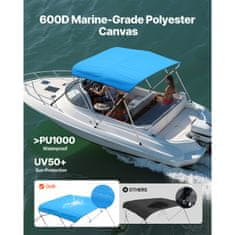 VEVOR Bimini krov za čamac s 3 luka 183x200-213x117 cm plave boje