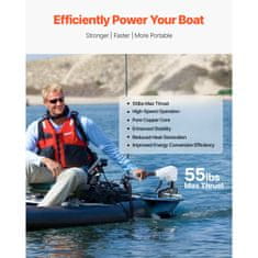 VEVOR Električni vanbrodski trolling motor 12V, potisak 25 kg, 8 brzina, osovina 76.2 cm