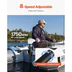 VEVOR Električni vanbrodski trolling motor 12V, potisak 25 kg, 8 brzina, osovina 76.2 cm