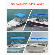 VEVOR Bimini krov za čamac s 3 luka 183x200-213x117 cm plave boje