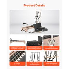 VEVOR Pilates reformer S800-X-B 2430x730x1990 mm drveni