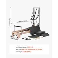 VEVOR Pilates reformer S800-X-B 2430x730x1990 mm drveni