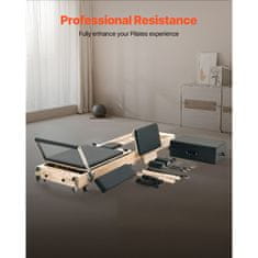 VEVOR Pilates reformer sklopivi drveni uređaj za vježbanje Pilatesa 2380x680x570 mm