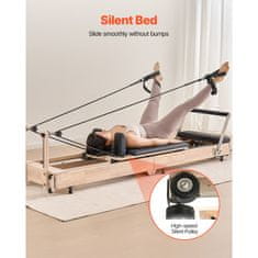 VEVOR Pilates reformer sklopivi drveni uređaj za vježbanje Pilatesa 2380x680x570 mm
