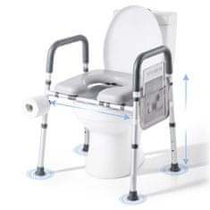 VEVOR Povišeno sjedalo za WC podesive visine i širine 420x420x40 mm, obloženo, bijelo