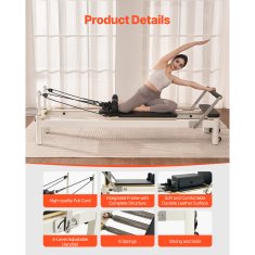 VEVOR Pilates reformer sprava F6001-B 245x71x93 cm za kućnu teretanu