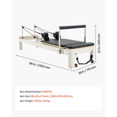 VEVOR Pilates reformer sprava F6001-B 245x71x93 cm za kućnu teretanu