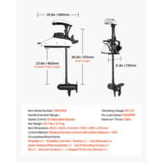 VEVOR Električni trolling motor 25 kg potisak 1245x680x210 mm crni