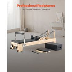 VEVOR Pilates reformer sprava 2380x735x925 mm drvena kućna teretana smeđa
