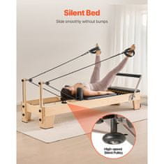 VEVOR Pilates reformer sprava 2380x735x925 mm drvena kućna teretana smeđa