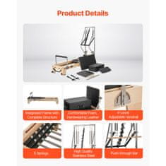 VEVOR Pilates reformer S800-F-B 2400x735x1990 mm drveni