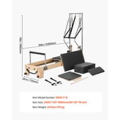 VEVOR Pilates reformer S800-F-B 2400x735x1990 mm drveni