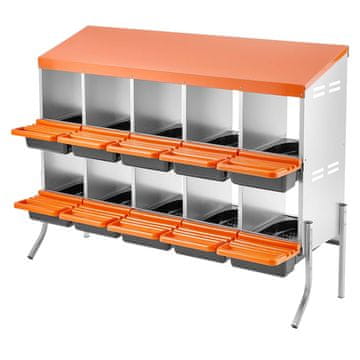 VEVOR Kokošja gnijezda s 10 pregrada 1320x525x990 mm narančasta