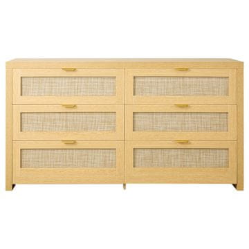 VEVOR Komoda s 6 ladicama, ratan, 144.5x45x79.5 cm, boja burlywood