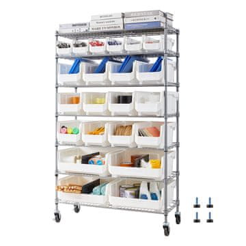 VEVOR Polica za spremanje kutija 7-nivoa 22 kutije 355x900x1490 mm na kotačima