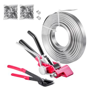 VEVOR Set za čelične trake za vezivanje 238x82x82 mm, 60 m, 200 kopči